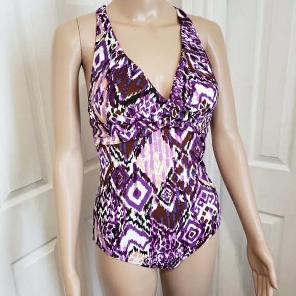 NEW! Speedo Geometric Print one-piece Swimsuit -10 - Picture 3 of 7